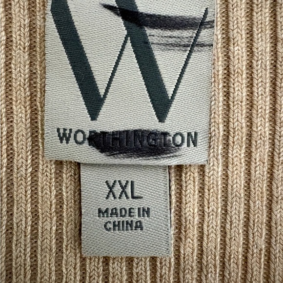 Worthington Beige Ribbed Knit Top 417 - Picture 4 of 8